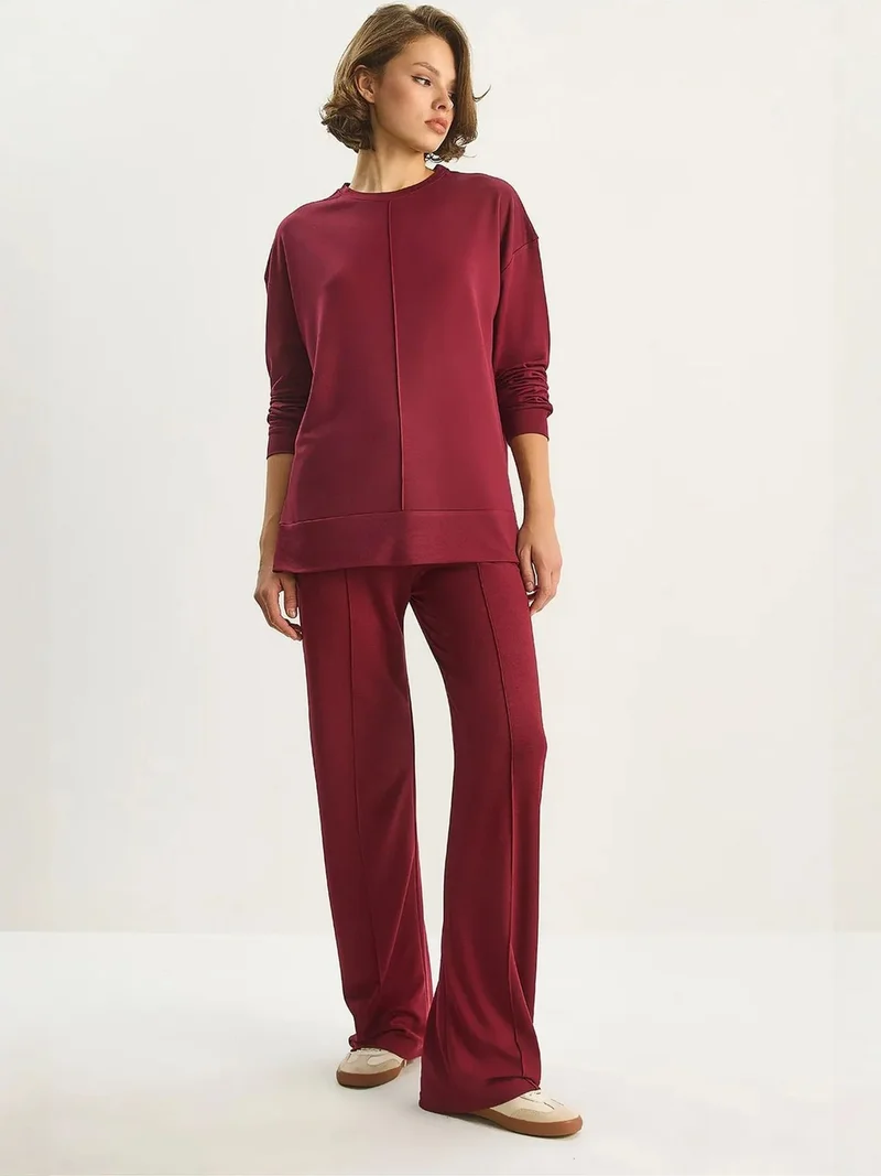 بيانكو لوتشي LUCCI High Waist Wide Leg Knitted Two-Piece Set with Binding Detail