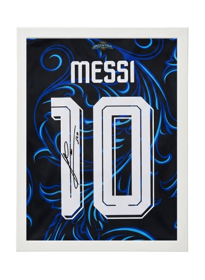 Lionel Messi Argentina Jersey #10 World Cup 2026 with Printed Autograph Framed Poster 30x40cm , Soccer Memorabilia Gift for Football Fans