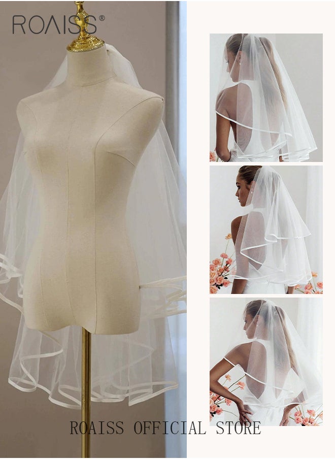 roaiss - One Shoulder Wedding Dress for Women White Satin Mermaid Sleeveless Evening Prom Gowns Bridal Trailing Dresses with Double Veil - Image 1