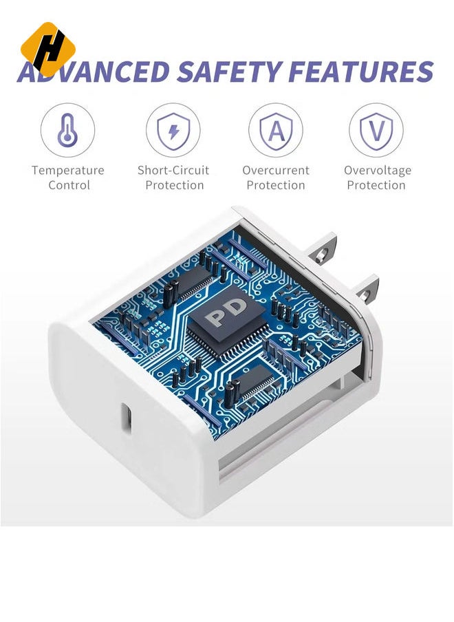 i.Phone Charger Fast Charging,[MFi Certified] 2Pack 20W Type C Fast Charger Block with 6FT USB C Charger Cable Compatible for i.Phone 14/13/12/11 Pro Max/11/Xs Max/XR/X,i.Pad,AirPods Pro
