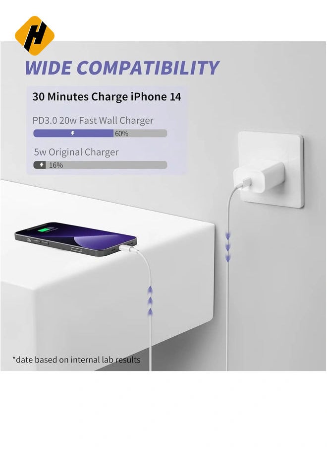 i.Phone Charger Fast Charging,[MFi Certified] 2Pack 20W Type C Fast Charger Block with 6FT USB C Charger Cable Compatible for i.Phone 14/13/12/11 Pro Max/11/Xs Max/XR/X,i.Pad,AirPods Pro