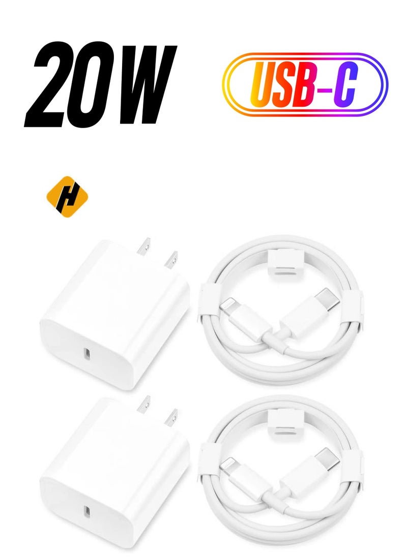 i.Phone Charger Fast Charging,[MFi Certified] 2Pack 20W Type C Fast Charger Block with 6FT USB C Charger Cable Compatible for i.Phone 14/13/12/11 Pro Max/11/Xs Max/XR/X,i.Pad,AirPods Pro