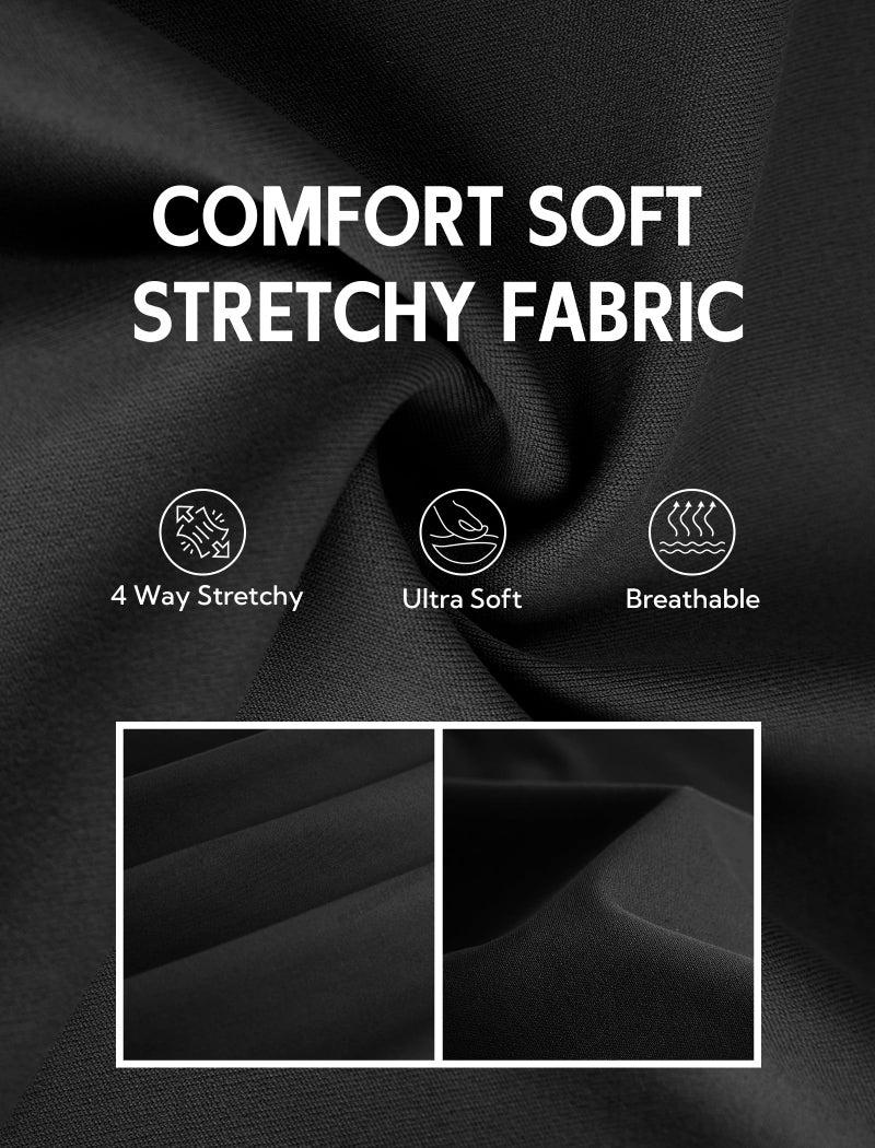 DLOODA Women's Dress Pants Business Casual Stretchy Work Pants High Waisted Pull On Slacks Office Wide Leg Trousers Black - Image 5