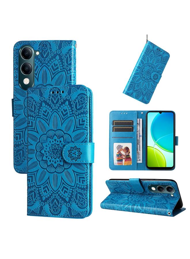 erorex Case For vivo Y29s 5G / Y04 4G Embossed Sunflower Leather Phone Case - Image 1