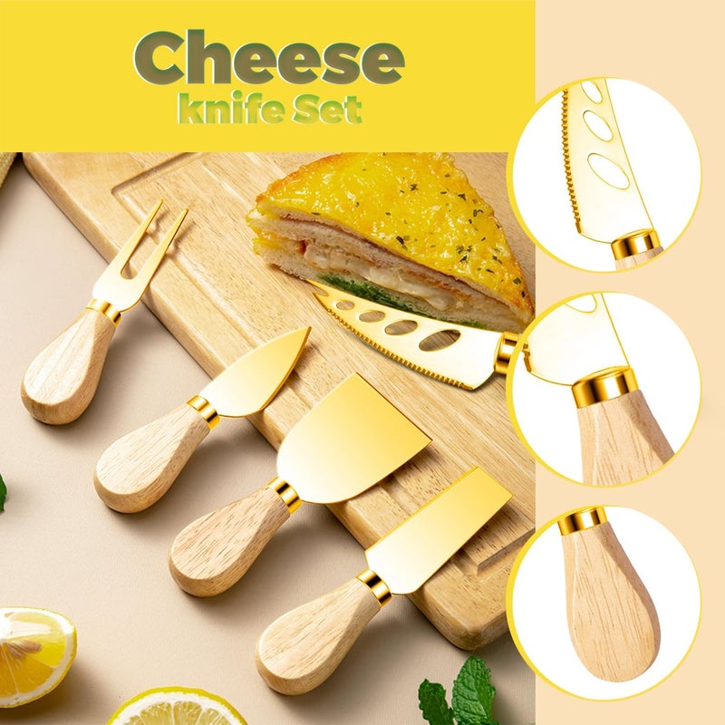 Mlurcu Charcuterie Boards Accessories Gold Charcuterie Utensils Cheese Butter Spreader Knife Set with Wooden Handles Small Serving Tongs Mini Forks and Spoons Flags Toothpick for Party Platter Appetizers - Image 4