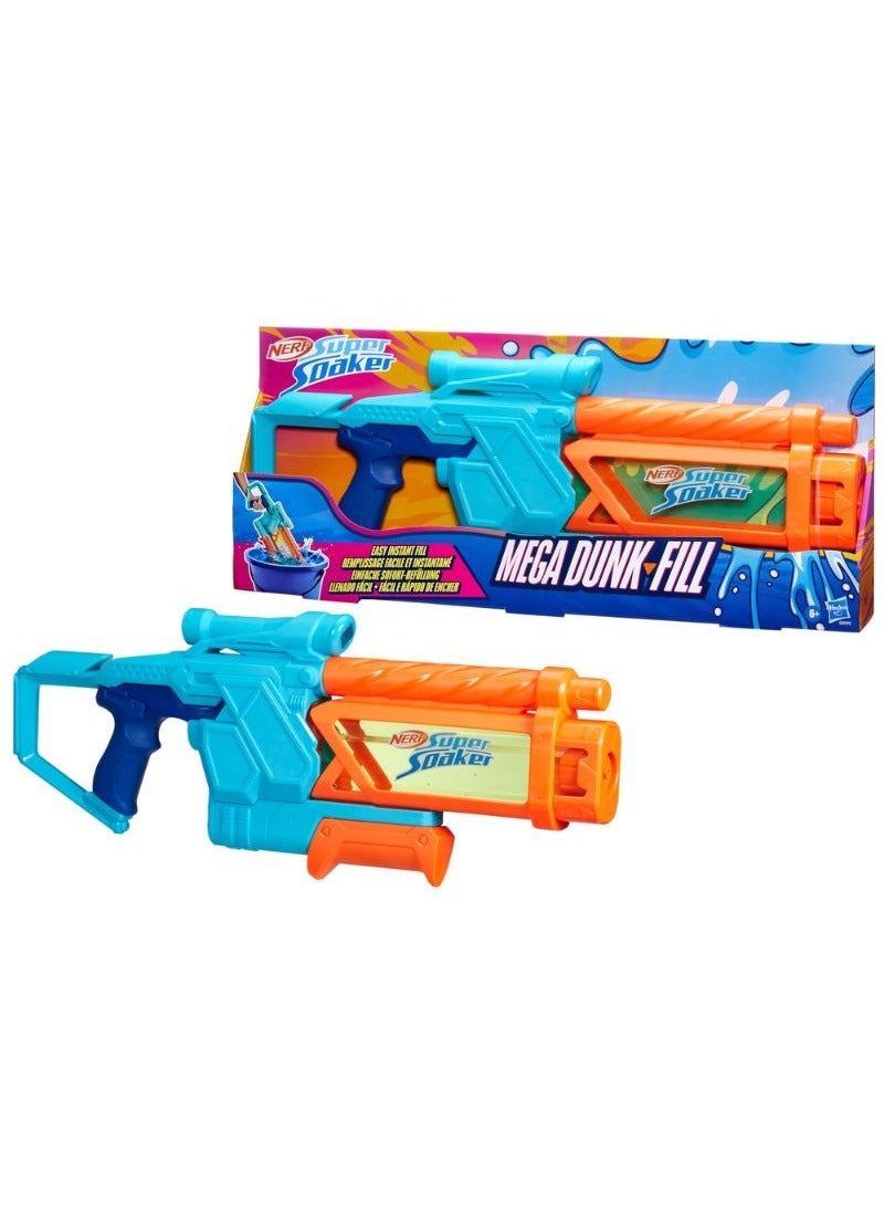 Nerf Super Soaker Mega Dunk-Fill Water Blaster | Just Dunk & Go | Easy Instant Fill Tank | 33.9 Fl Ounce Tank for 6+ Years | G0999 - Image 1