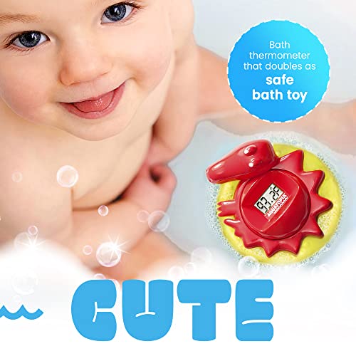 Aquatopia Charlie Crocodile Baby Bath Thermometer with Digital Audible Alarm, Floating Toy, Beeps Too Hot or Too Cold, Red - Image 3