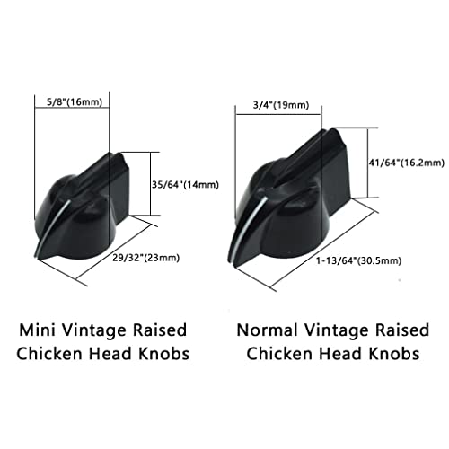 KAISH 12pcs 14 Vintage Raised Mini Chicken Head Knobs Small Size Guitar Bass Potentiometer and Amplifier Effect Pedal Chickenhead With Set Screw Grey - Image 3