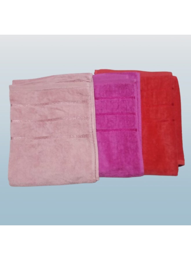 High-quality 3-piece towel set (one side cotton, one side velvet), 50x100 cm - Image 1