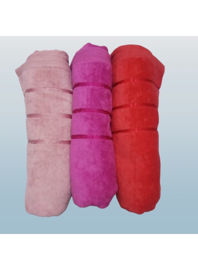 High-quality 3-piece towel set (one side cotton, one side velvet), 50x100 cm - Image 2