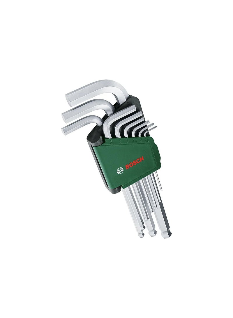 بوش BOSCH 9-Piece Hex Key Set | 9 Sizes for Versatile Fastening & Assembly | Durable High-Strength Steel | L-Shaped Design for Extra Torque | Comfortable Grip for Easy Handling - Image 1