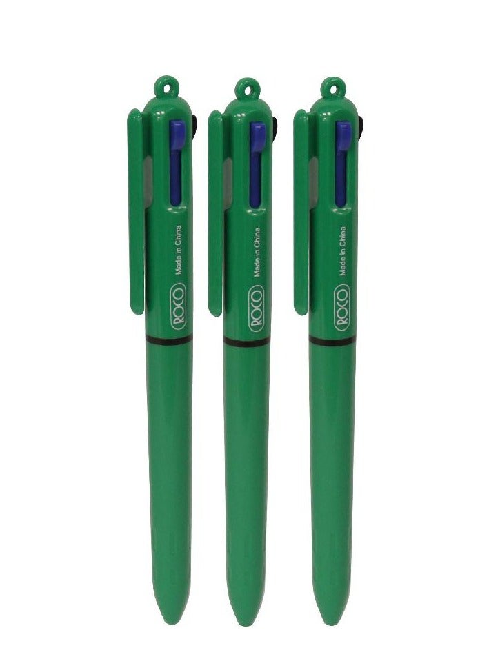 ROCO 3-in-1 Multi-Function Ballpoint Pen, Black/Blue/Red Ink, 1 mm, Set of 3 Pens - Image 2