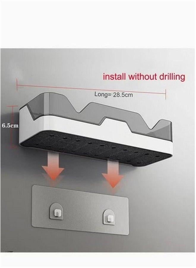 HOMESTAR Shower Caddy Wall Mounted 2 Pack Bathroom Organizer Shelves Adhesive Shelf Make Up Holder, Organiser Corner Bathtub Storage Basket Rack Bath Holder No Drilling Kitchen Spice - Image 3