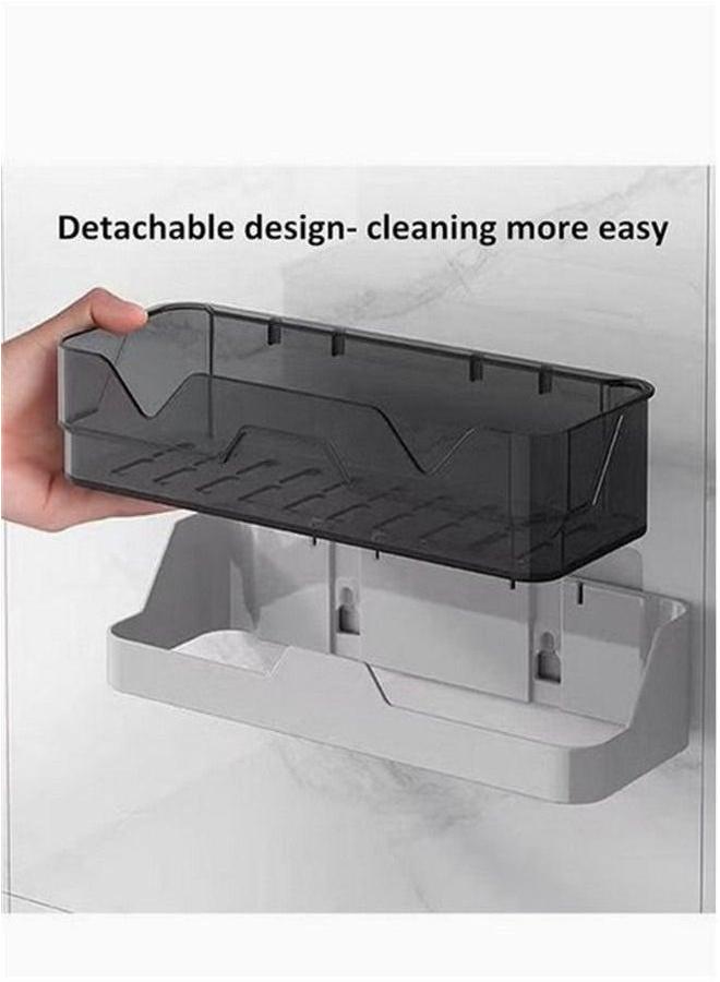 HOMESTAR Shower Caddy Wall Mounted 2 Pack Bathroom Organizer Shelves Adhesive Shelf Make Up Holder, Organiser Corner Bathtub Storage Basket Rack Bath Holder No Drilling Kitchen Spice - Image 5