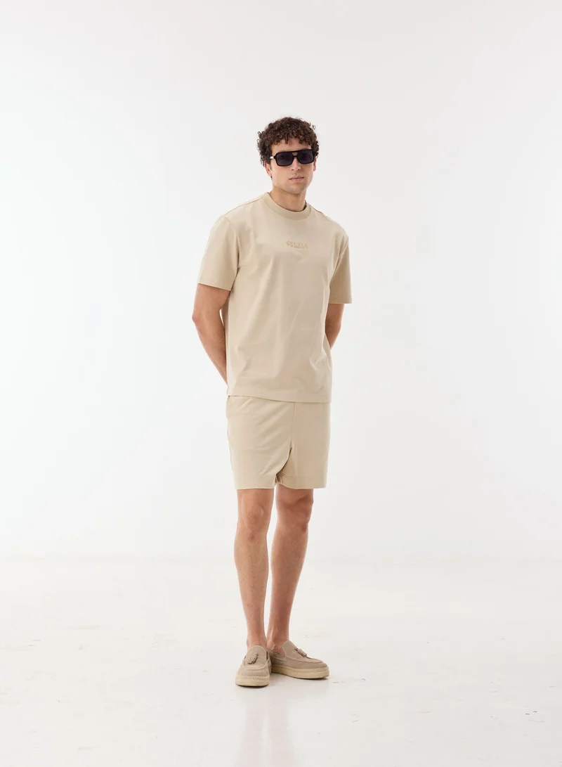 Ashita Fernandes  Alaric Men’s Beige Cotton Blend Shirt – Relaxed Fit Round Neck Half Sleeve Lightweight Casual Wear for Men | Best Price UAE