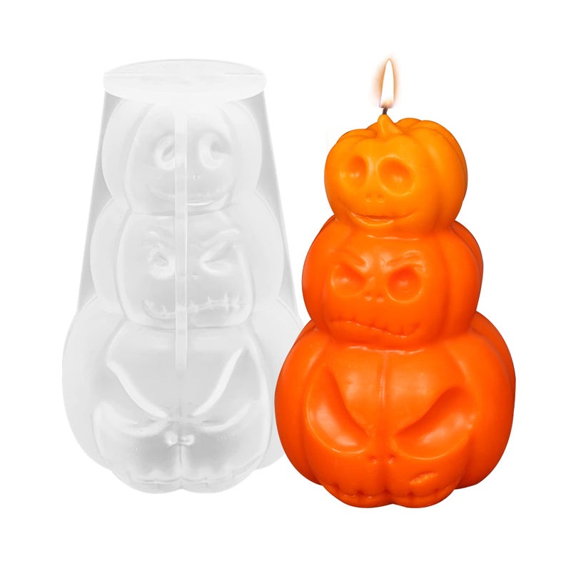 ZAKVOOR 3D Pumpkin Candle Mold Halloween Resin Casting Silicone Mold for DIY Aromatherapy Candles Wax Plaster Polymer Clay Decoration - Image 2