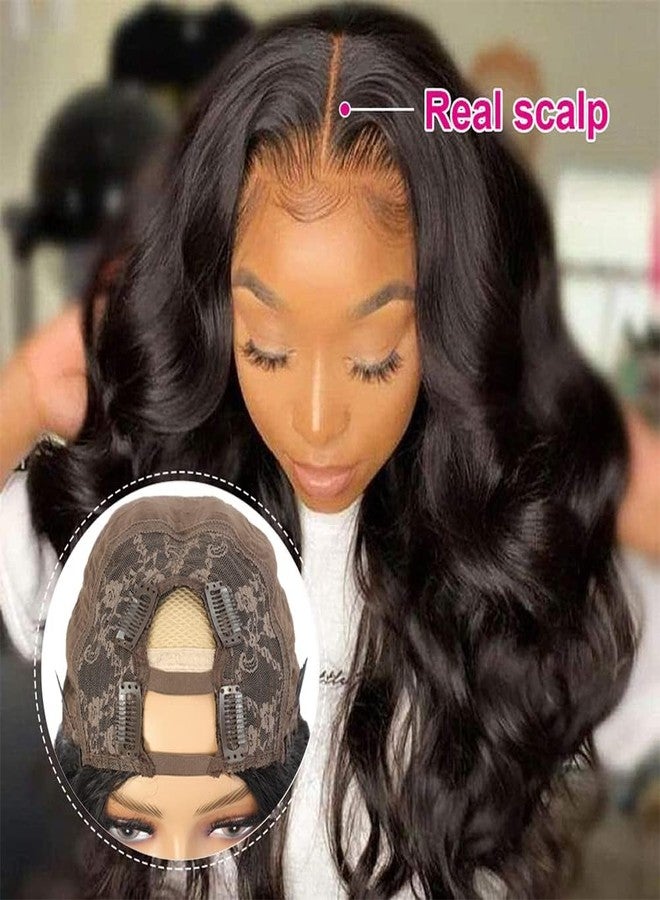 Amella Human Hair U Part Wig Body Wave Wigs for Black Women 200% Density U Shape Clip in Half Wig Glueless Wigs Full Head (22inch, Body Wave) - Image 4
