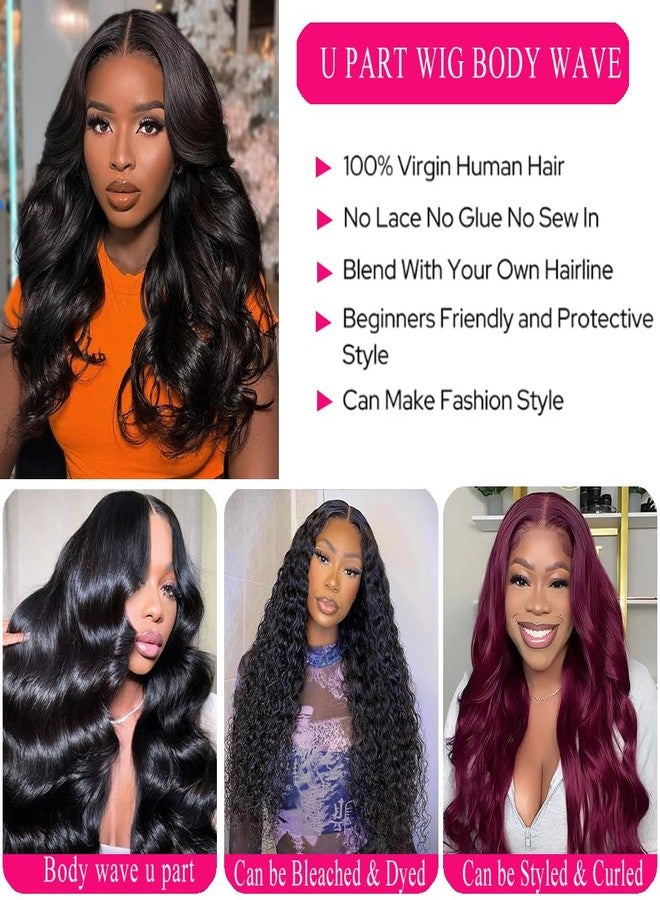Amella Human Hair U Part Wig Body Wave Wigs for Black Women 200% Density U Shape Clip in Half Wig Glueless Wigs Full Head (22inch, Body Wave) - Image 3
