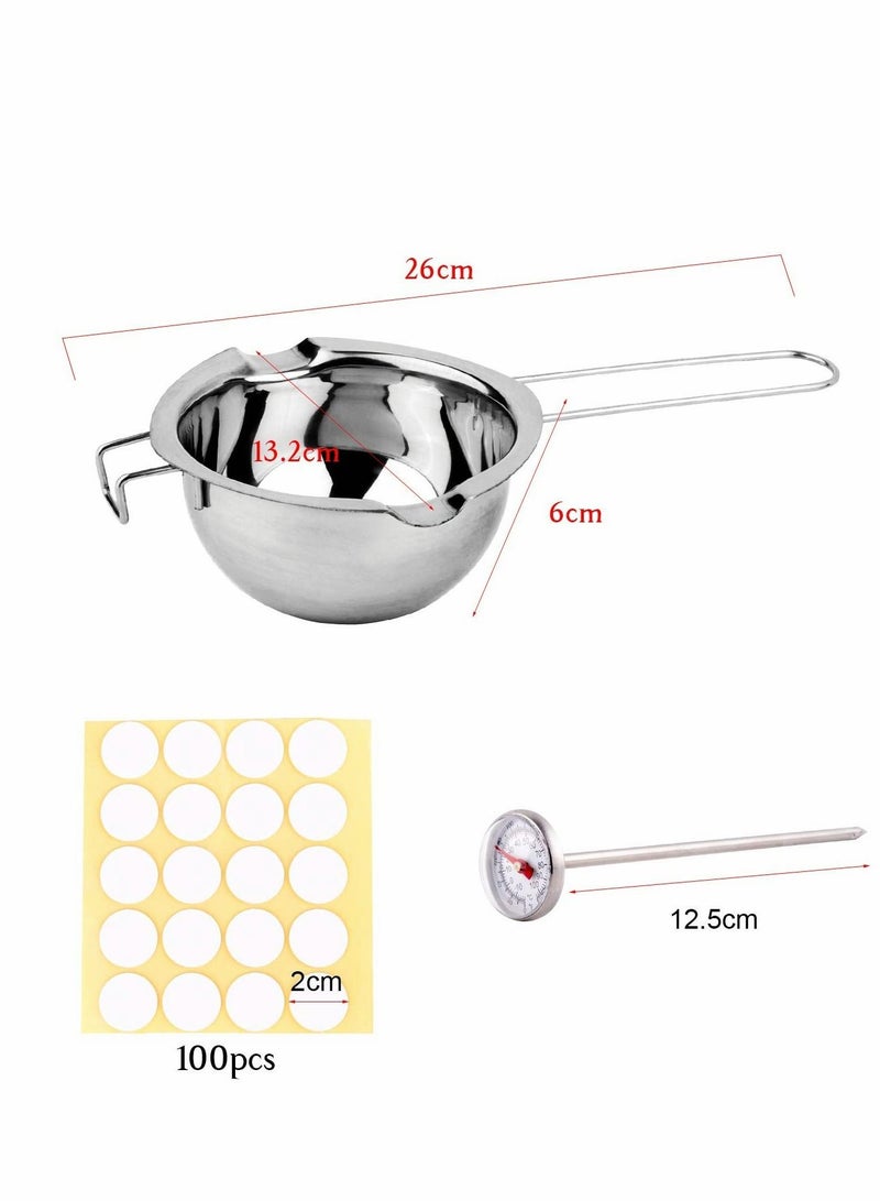 Excefore Candle Making Kit, for Adult Beginners, 100PCS Candle Wicks 100PCS Sticker Candle Make Pouring Pot 3-Hole Wicks Holder Tin Box Thermometer  - Image 3