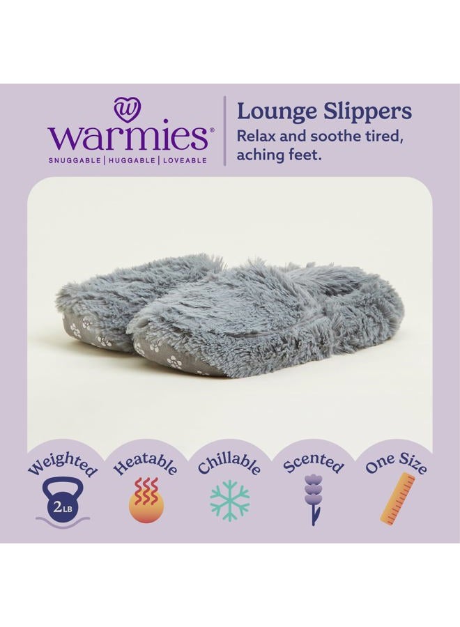 Warmies أحذية دافئة قابلة للتسخين في الميكروويف للنساء - مقاسات الأحذية النسائية 6-10 - حذاء داخلي مريح وناعم وفuzzy مع كعب ونعل من الذاكرة - أحذية دافئة مريحة - رمادي - Image 2