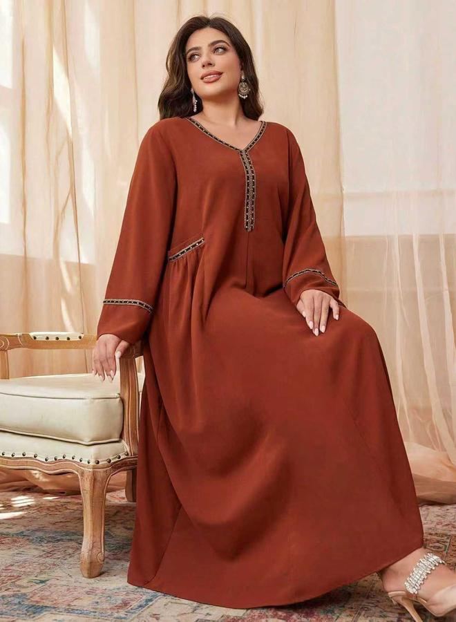 تايك تو جلابية عربية بلس - عنابي - Image 4