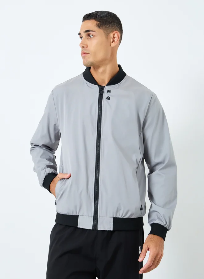 Take Two Take Two Men Grey Solid Bomber Jacket