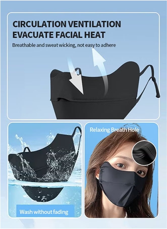 6 Pack Black Sunscreen Mask 50+ SPF, UV Protection, Breathable, Reusable, Anti-UV, Lightweight Face Shield for Outdoor Activities, Travel, and Daily Use - Image 2