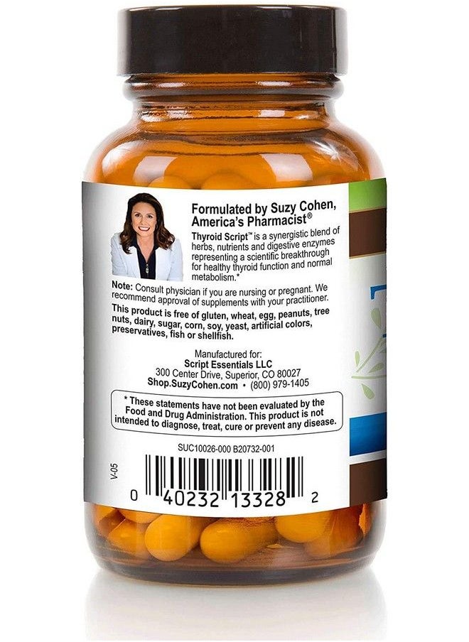 Thyroid Script By Suzy Cohen Thyroid Support Supplement For Adrenal Fatigue To Promote Energy