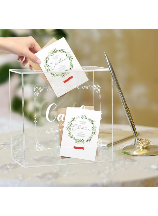 سلاسة صندوق بطاقات زفاف أكريليك شفاف كبير من SLASA – صندوق هدايا وأموال DIY قابل للقفل مع 4 ملصقات "Cards" لحفلات الزفاف، الذكرى السنوية، أعياد الميلاد، حفلات المواليد، وحفلات التخرج - Image 3