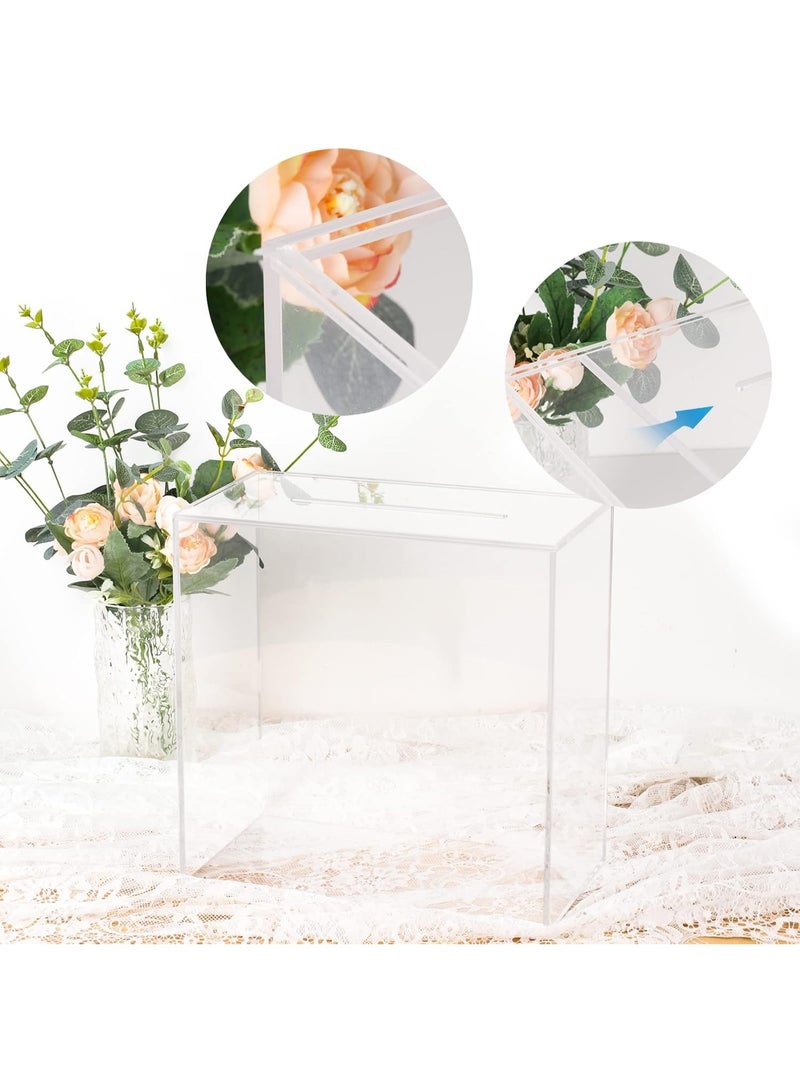 سلاسة صندوق بطاقات زفاف أكريليك شفاف كبير من SLASA – صندوق هدايا وأموال DIY قابل للقفل مع 4 ملصقات "Cards" لحفلات الزفاف، الذكرى السنوية، أعياد الميلاد، حفلات المواليد، وحفلات التخرج - Image 5