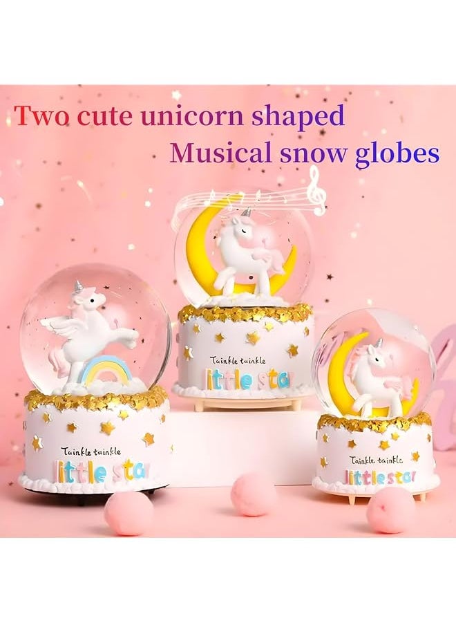 erorex Unicorn Snow Globe For Kids With Music And 7 Kinds Led Of Colored Light And Automatic Snowfall Function Home Decor For Girls Mom Sister Daughter Granddaughter Birthday Gifts White Moon  - Image 3