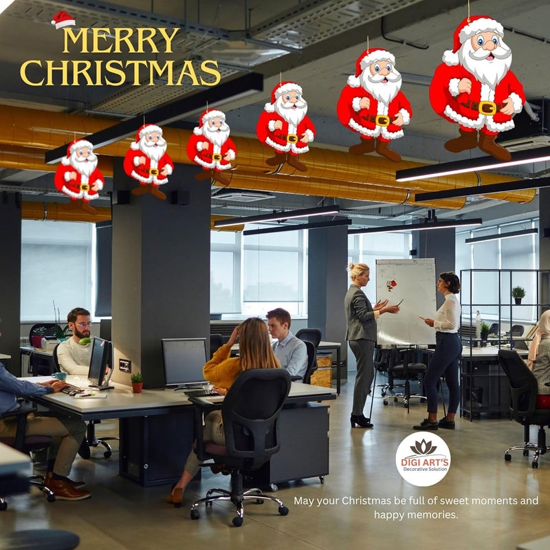 DIGI ART'S DIGI ARTS Merry Christmas Paper Hanging Santa Claus for Christmas Decoration Home Living Room Office Christmas Party Church Decoration Pack of 10 RedWhite - Image 5