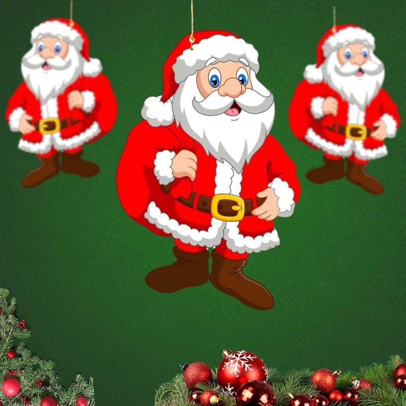 DIGI ART'S DIGI ARTS Merry Christmas Paper Hanging Santa Claus for Christmas Decoration Home Living Room Office Christmas Party Church Decoration Pack of 10 RedWhite - Image 1