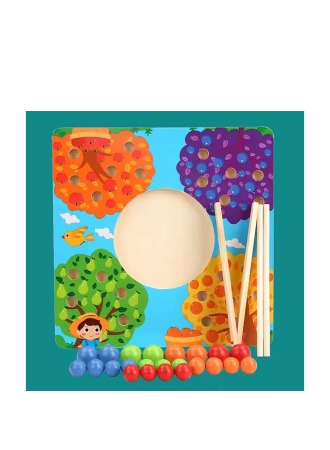 Match and Catch Beads Game Wooden Peg Board Color Matching Toy Educational Learning Engaging Activity
