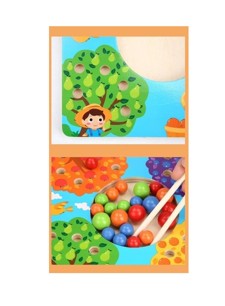 Match and Catch Beads Game Wooden Peg Board Color Matching Toy Educational Learning Engaging Activity