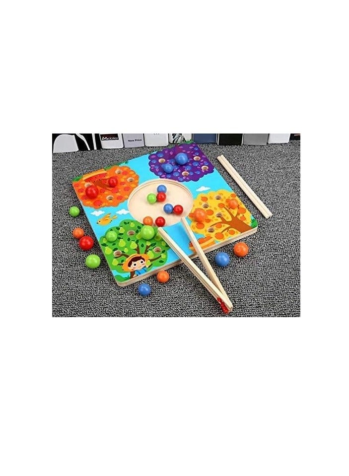 Match and Catch Beads Game Wooden Peg Board Color Matching Toy Educational Learning Engaging Activity