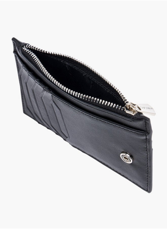 Men's Textuted Card Holder with Zip Closure