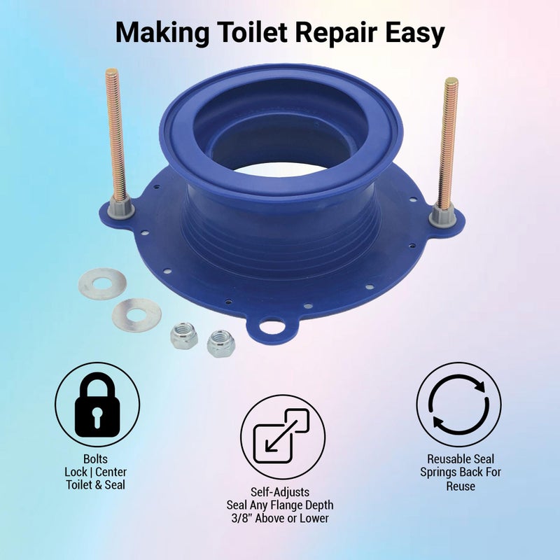 One-N-Done One N Done Toilet Repair Kit - Complete Toilet Seal Repair For Wax Seal  Rubber Gasket Ring  Premium Nuts Includes 3 1/2-Inch Locking Zinc Bolts - Easy Toilet Bowl Repair Solution T10-Ond-200-Mb - Image 2