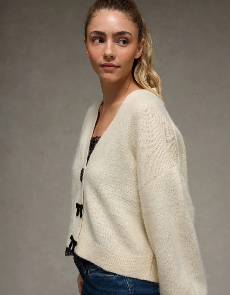 American Eagle AE V-Neck Bow Cardigan
