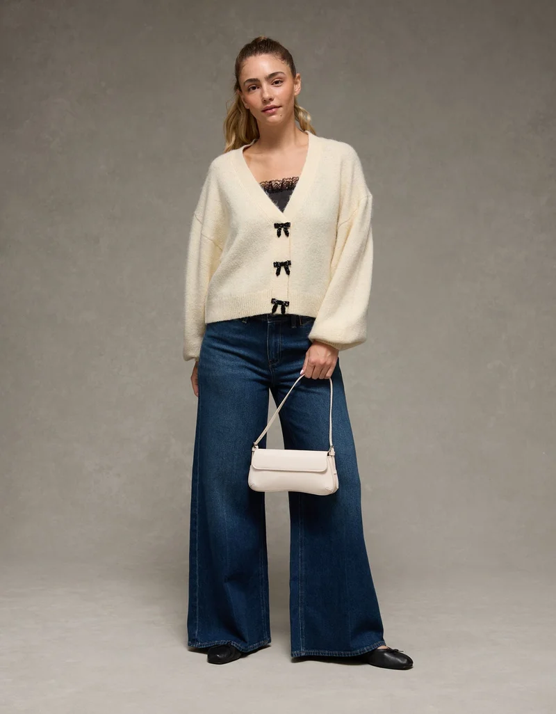 American Eagle AE V-Neck Bow Cardigan