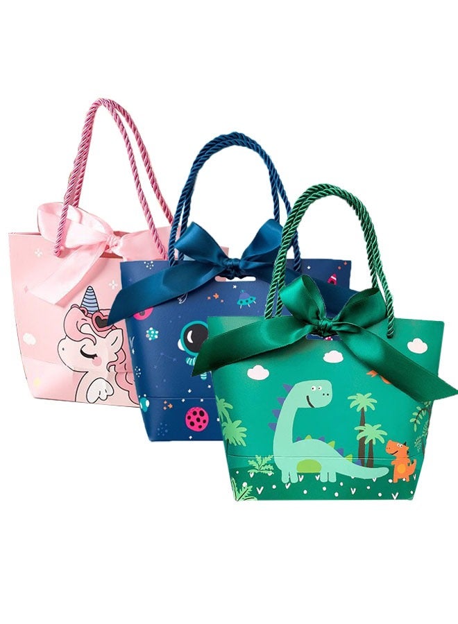 3 Pcs Gift Bag，Cartoon Animal Paper Bags With Handles 3 Styles Reusable Party Bags For Kid'S Birthday Party Supplies Holiday Treat Box Children'S Candy Packaging Bag - Image 1