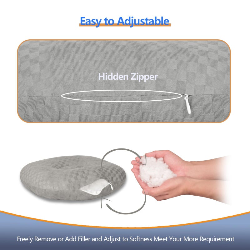 Babyezz Ear Piercing Pillow for Side Sleepers - Ear Hole Pillow for Pierced Ears, CNH & Pain Relief, O-Shaped Orthopedic Pillow for Pressure Sores, Soft Cotton (Gray) - Image 3