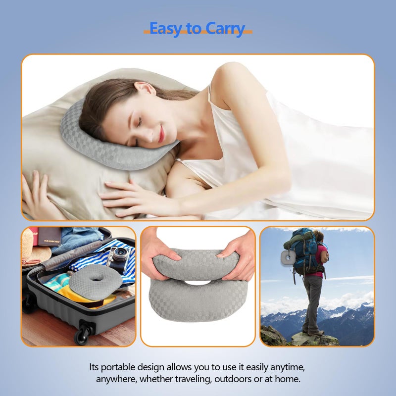 Babyezz Ear Piercing Pillow for Side Sleepers - Ear Hole Pillow for Pierced Ears, CNH & Pain Relief, O-Shaped Orthopedic Pillow for Pressure Sores, Soft Cotton (Gray) - Image 5