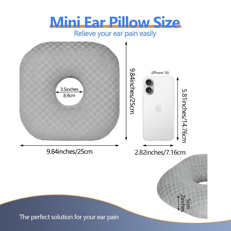 Babyezz Ear Piercing Pillow for Side Sleepers - Ear Hole Pillow for Pierced Ears, CNH & Pain Relief, O-Shaped Orthopedic Pillow for Pressure Sores, Soft Cotton (Gray) - Image 2