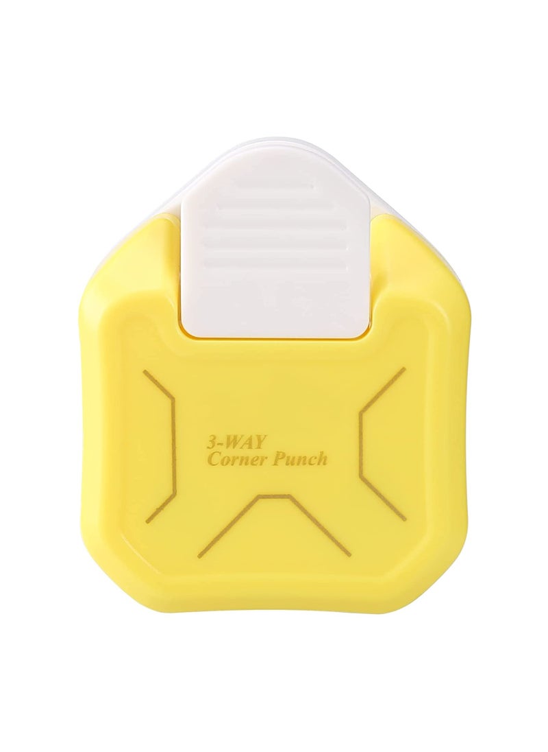 SYOSI - Corner Cutter 3 in 1 Hole Punch 5mm 10mm 15mm 3-Way Flat Angle for Paper Craft DIY Projects Photo Card Making and Scrapbooking Crafting Handmade Activity Yellow - Image 1