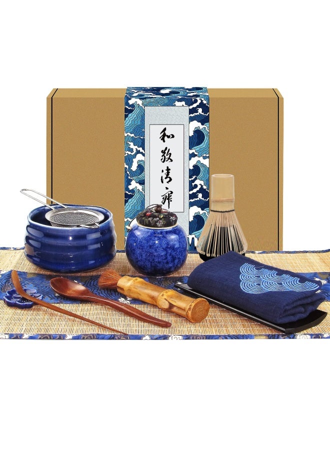 Artcome 12 Pieces Japanese Matcha Tea Set Matcha Bowl Matcha Whisk Whisk Holder Traditional Scoop Bamboo Brush And Bamboo Screen Handmade Matcha Ceremony Kit For Traditional Japanese Tea Ceremony  - Image 1