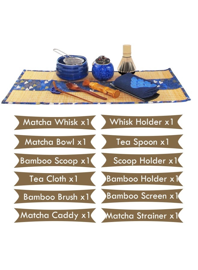 Artcome 12 Pieces Japanese Matcha Tea Set Matcha Bowl Matcha Whisk Whisk Holder Traditional Scoop Bamboo Brush And Bamboo Screen Handmade Matcha Ceremony Kit For Traditional Japanese Tea Ceremony  - Image 2