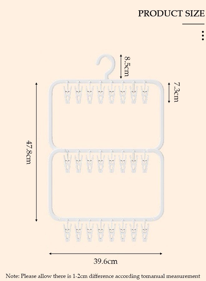 DUNISO Clothes Drying Rack,Portable Laundry Hanger, Plast Sock Hanger with 26 Detachable Clips,Clothes Drying Hanger for Baby Clothes, Drying Socks, Bras, Towel, Underwear, Hat, Shoes - Image 2