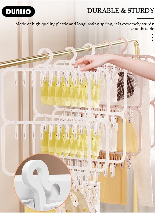 DUNISO Clothes Drying Rack,Portable Laundry Hanger, Plast Sock Hanger with 26 Detachable Clips,Clothes Drying Hanger for Baby Clothes, Drying Socks, Bras, Towel, Underwear, Hat, Shoes  - Image 2
