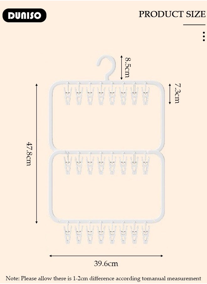 DUNISO Clothes Drying Rack,Portable Laundry Hanger, Plast Sock Hanger with 26 Detachable Clips,Clothes Drying Hanger for Baby Clothes, Drying Socks, Bras, Towel, Underwear, Hat, Shoes  - Image 4